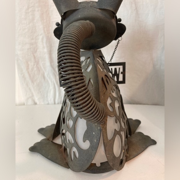 Steampunk Cat Welcome Art Metal Cat  Lantern Welded W/ Green Glass Eyes - Picture 8 of 16